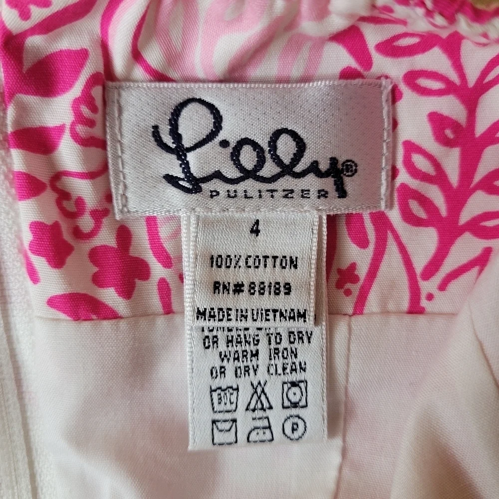 Lilly Pulitzer 100% Cotton Livie Pink Halter Top Dress sz 4 - Picture 7 of 15